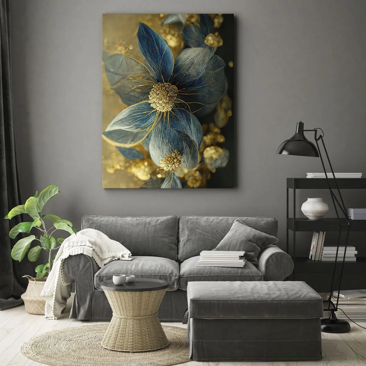 Canvas picture - Blossoming in Gold - 55x100 cm