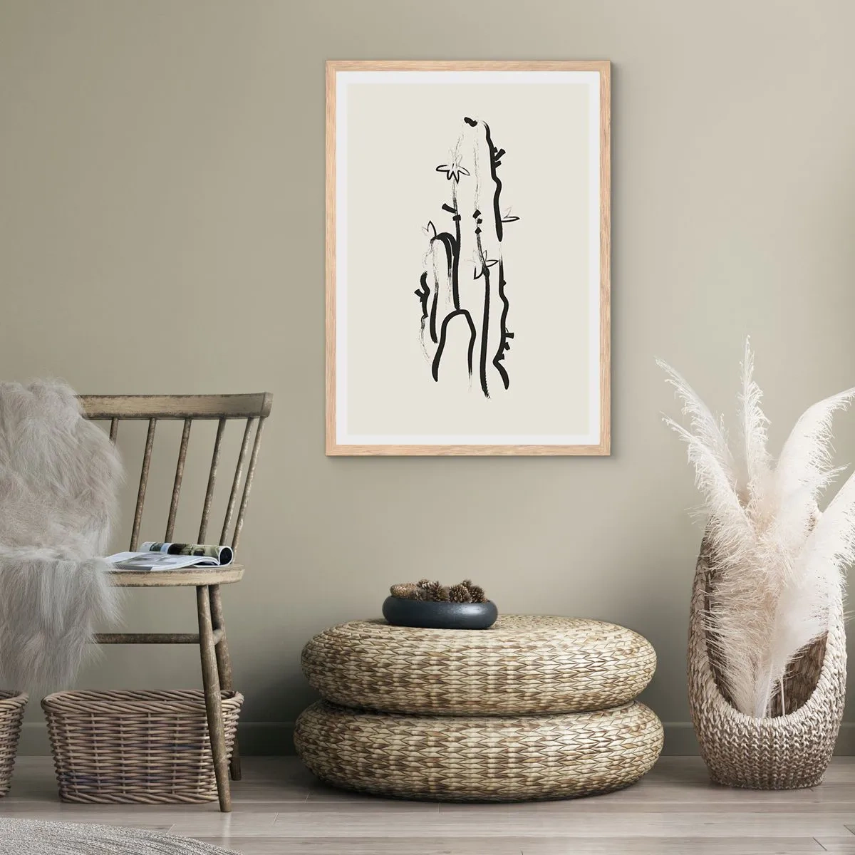 Poster in light oak frame - Blooming Herb - 40x50 cm