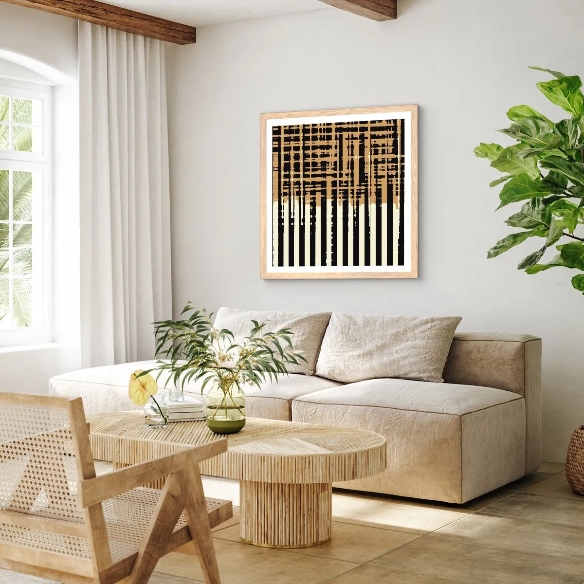 Poster in light oak frame - Architectural Abstract - 30x30 cm