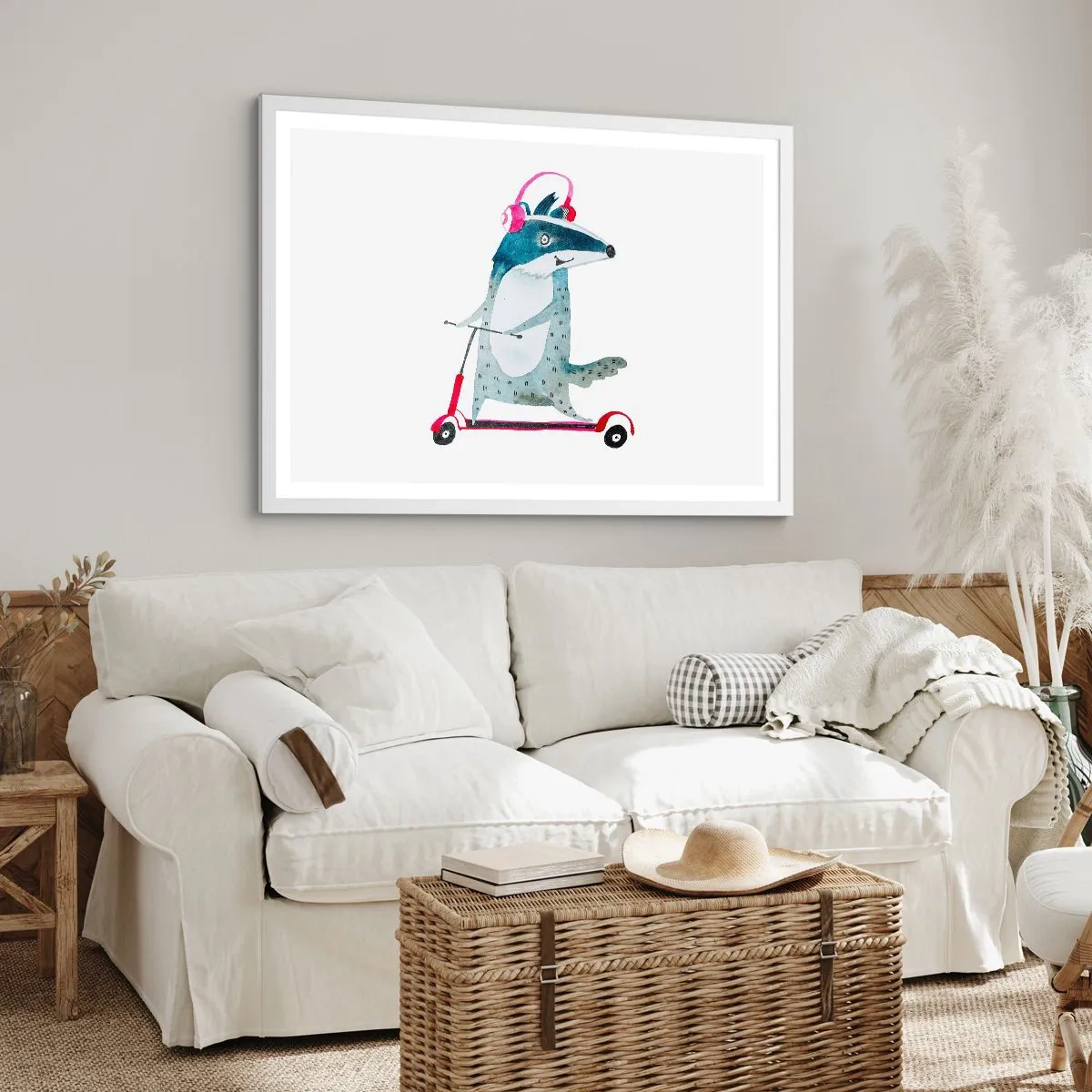 Poster in white frmae - Joys of a Badger - 70x50 cm