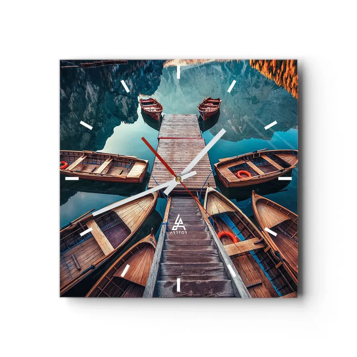 Wall clock - Clock on glass - Waiting at the Harbour - 40x40 cm