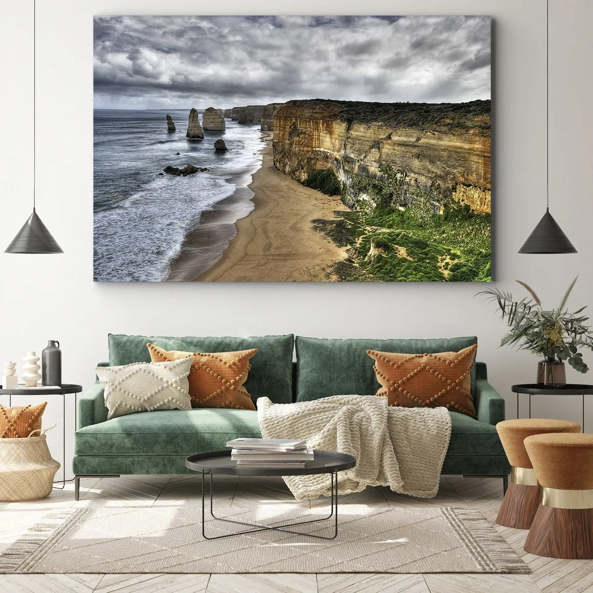 Canvas picture - Cliff coast with beach and rock formations - 70x50cm - Raw Beauty - Modern wall decoration for the living room and bedroom ARTTOR