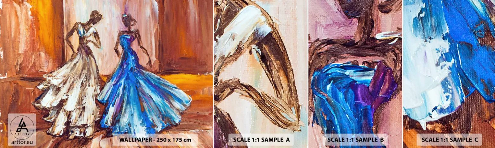 Photo Wallpaper Sample Self-Adhesive Deluxe Sticker - Charming Duo - Woman, Wedding Dress, Fashion - 100x30 cm