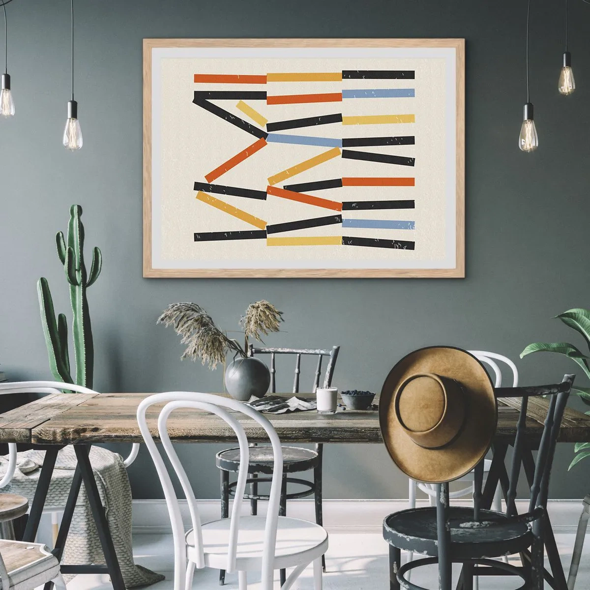 Poster in light oak frame - Horizontal Composition - 100x70 cm