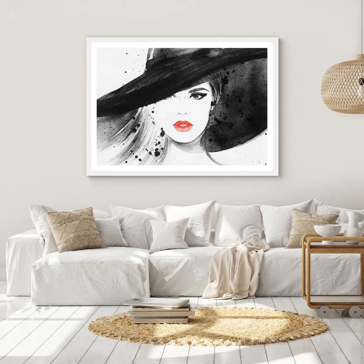Poster in white frmae - Lady in Black - 100x70 cm