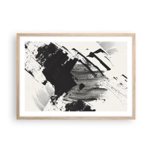 Poster in light oak frame - Abstract - Expression of Black - 70x50 cm