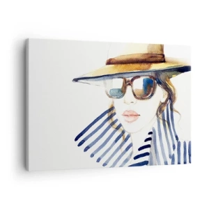 Canvas picture - Portrait of a woman in a hat and sunglasses - 70x50cm - Welcome to Florida! - Modern wall decoration for the living room and bedroom ARTTOR