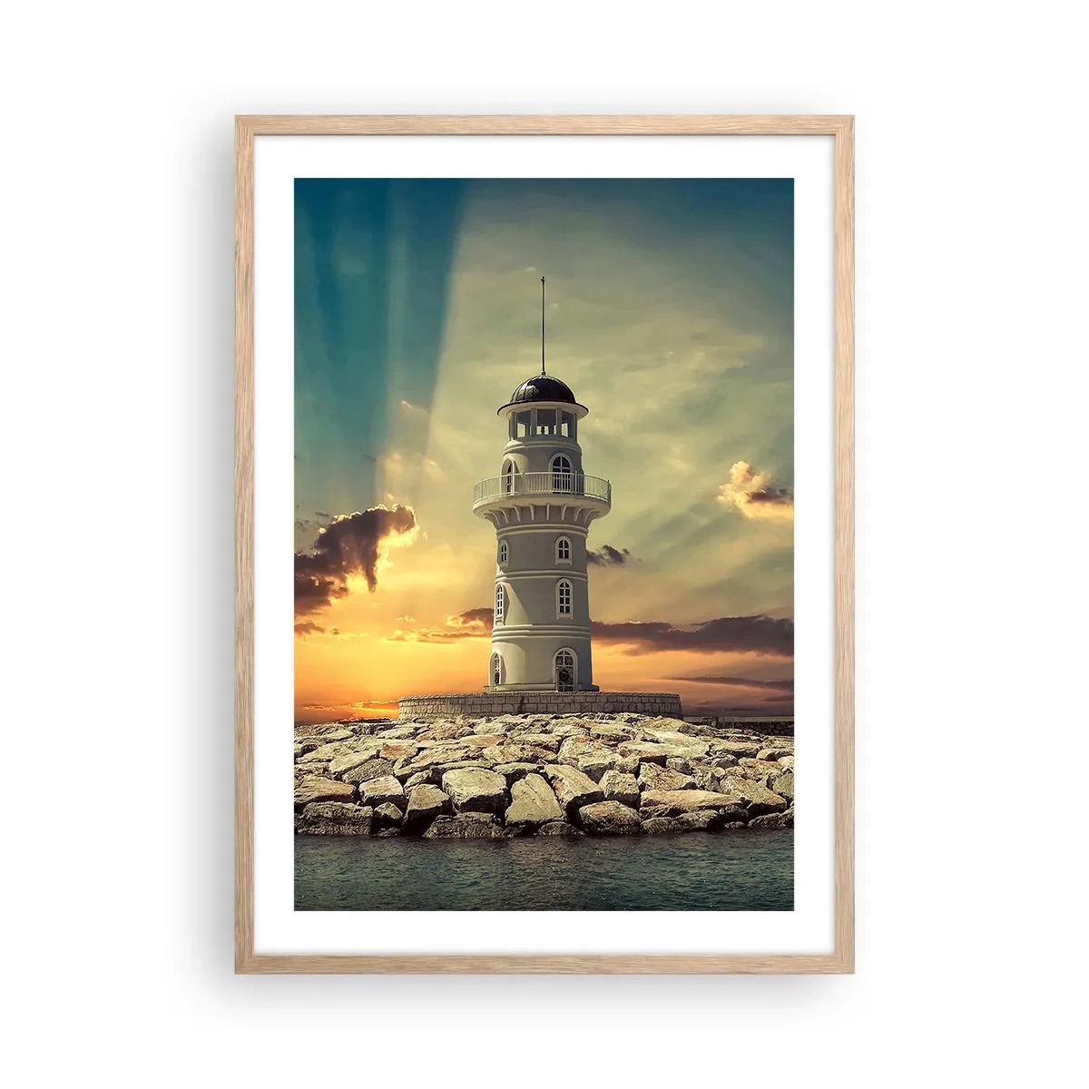 Poster in light oak frame - Light, Hope, Beauty - 50x70 cm
