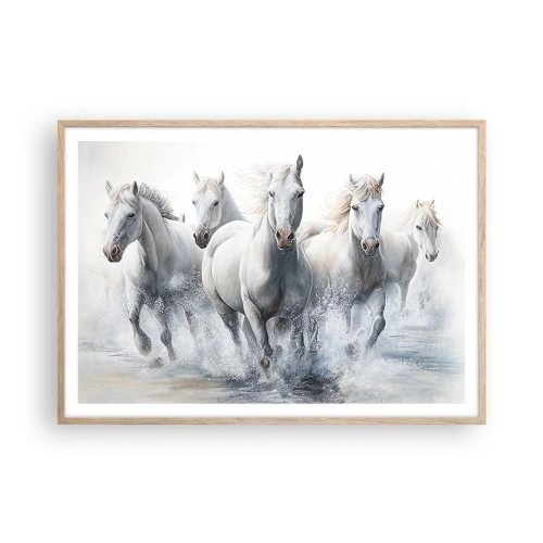 Poster in light oak frame - White Magic - 100x70 cm