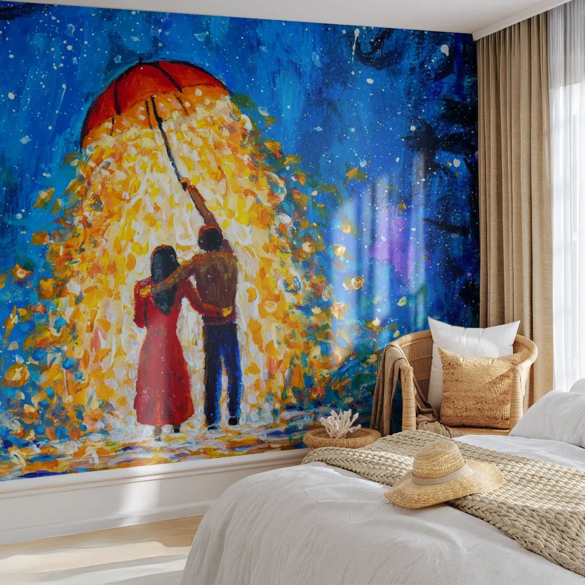 Self-Adhesive Photo Wallpaper Deluxe Sticker - Magic of a Rainy Evening? - Romantic, Couple, Love - 350x256 cm