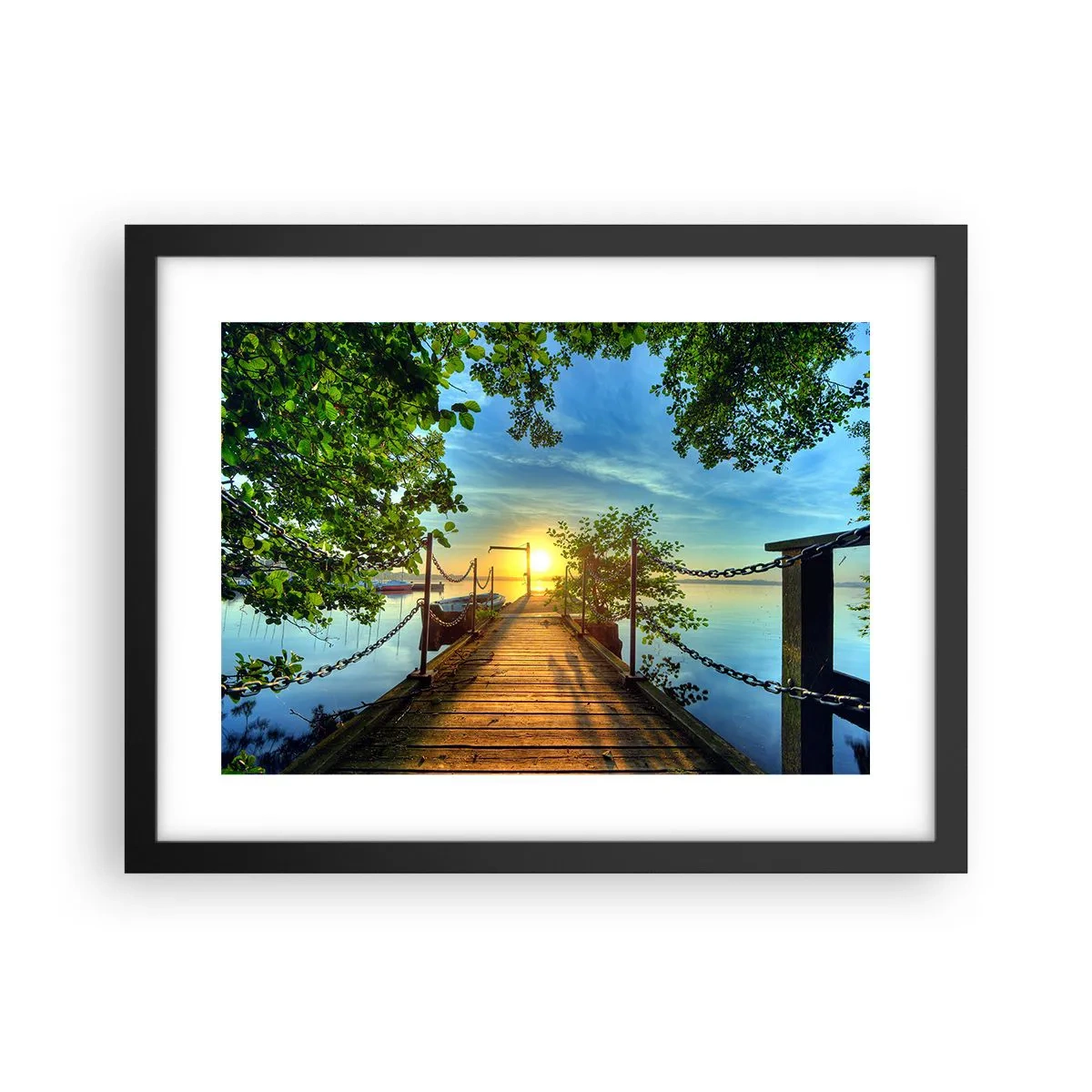 Poster in black frame - Sunset by the Water - 40x30 cm