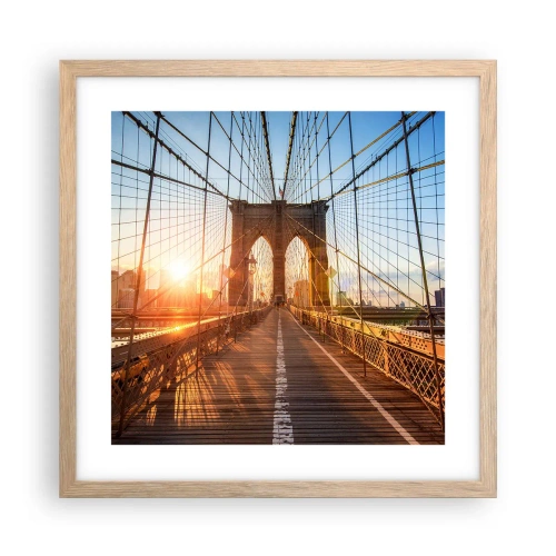 Poster in light oak frame - On a Golden Bridge - 40x40 cm