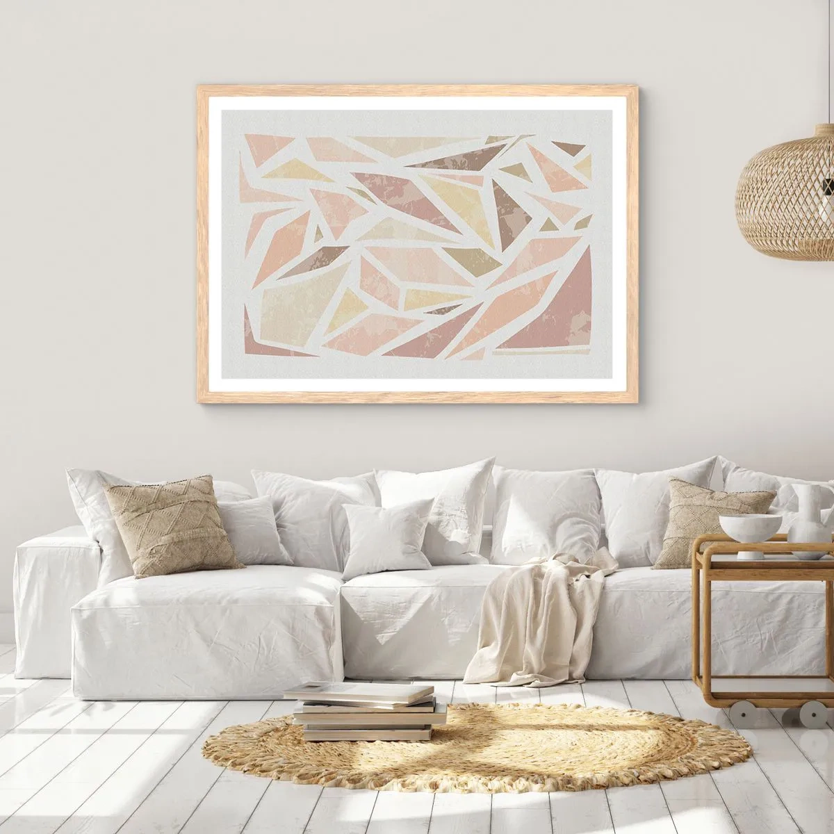 Poster in light oak frame - Stained Glass Composition - 100x70 cm