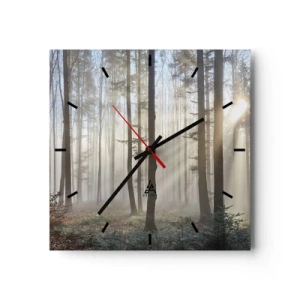 Wall clock - Clock on glass - Fog Has Woken up Too - 40x40 cm