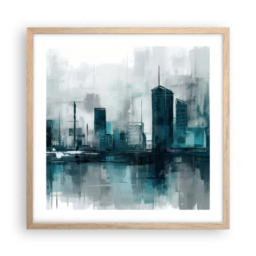 Poster in light oak frame - City in the Colour of Rain - 50x50 cm