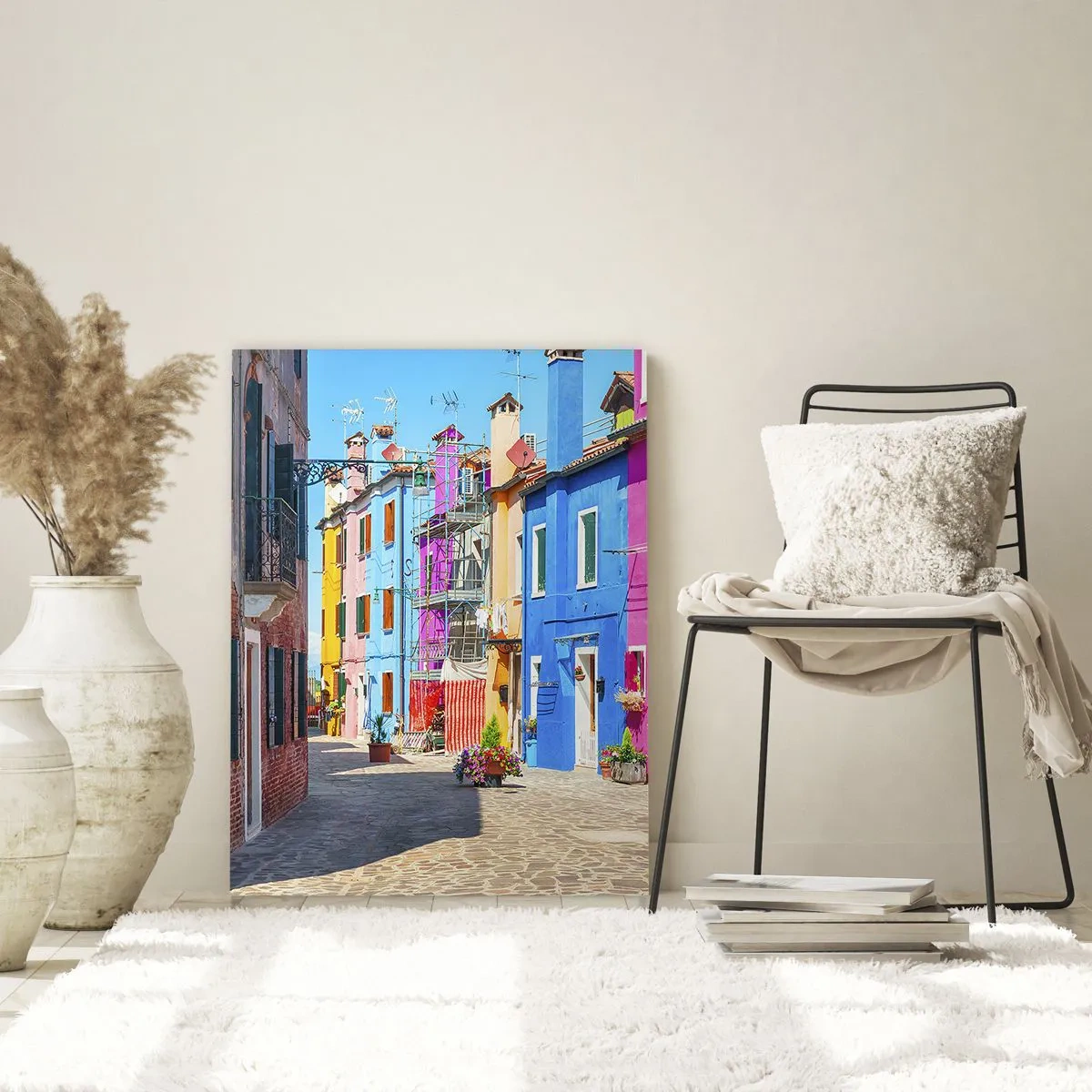 Glass picture - Town Bursting with Colours - 50x70 cm