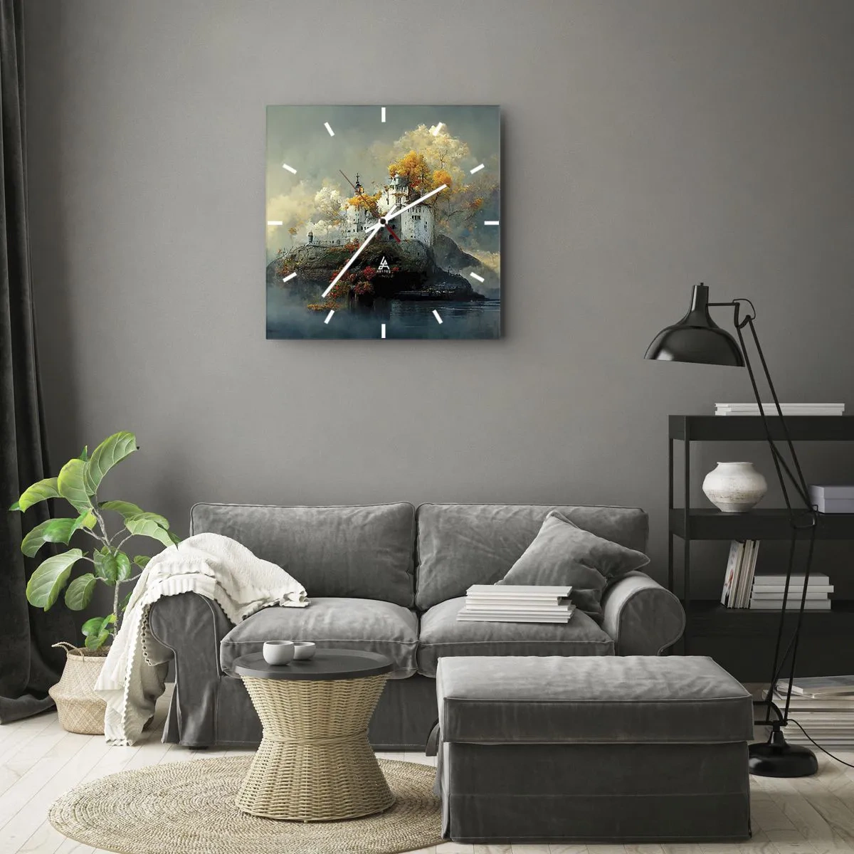 Wall clock - Clock on glass - Beginning of a Romantic Tale - 30x30 cm