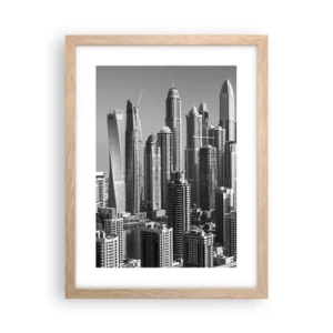 Poster in light oak frame - City over a Desert - 30x40 cm