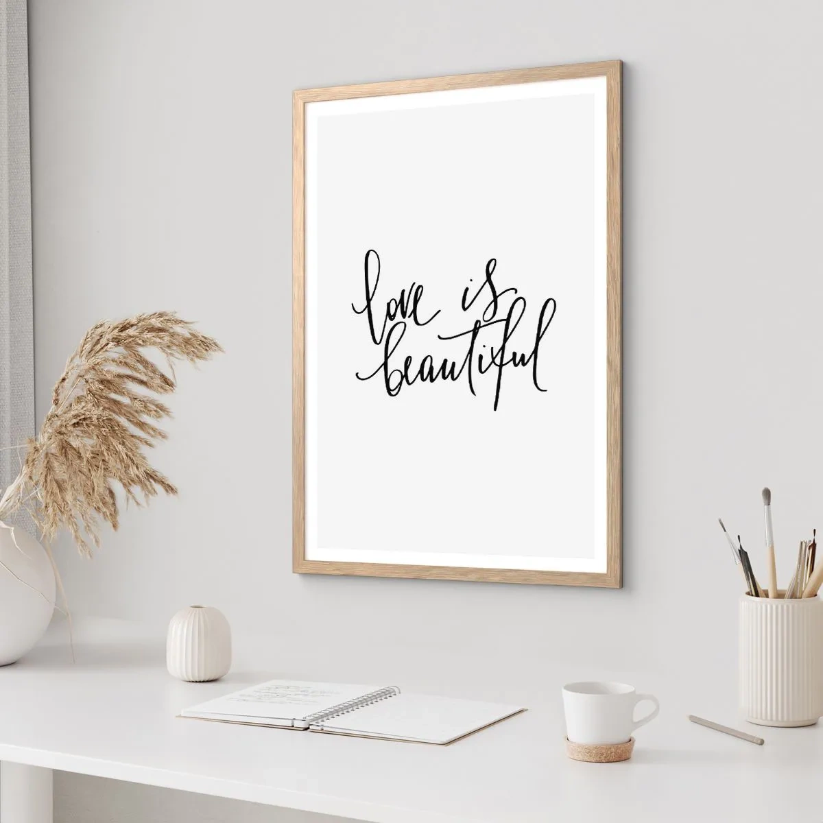 Poster in light oak frame - Read and Repeat - 70x100 cm