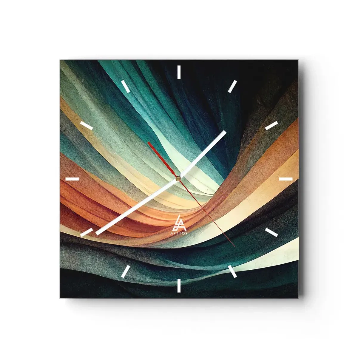 Wall clock - Clock on glass - Woven from Colours - 30x30 cm