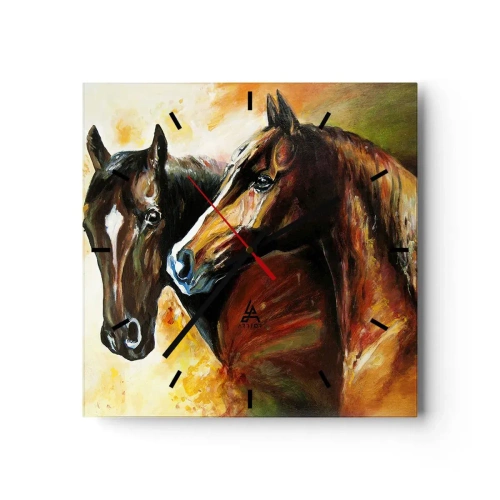 Wall clock - Clock on glass - Twice More Charm - 30x30 cm