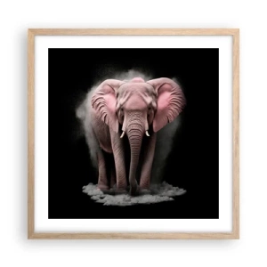 Poster in light oak frame - Don't Think About a Pink Elephant! - 50x50 cm