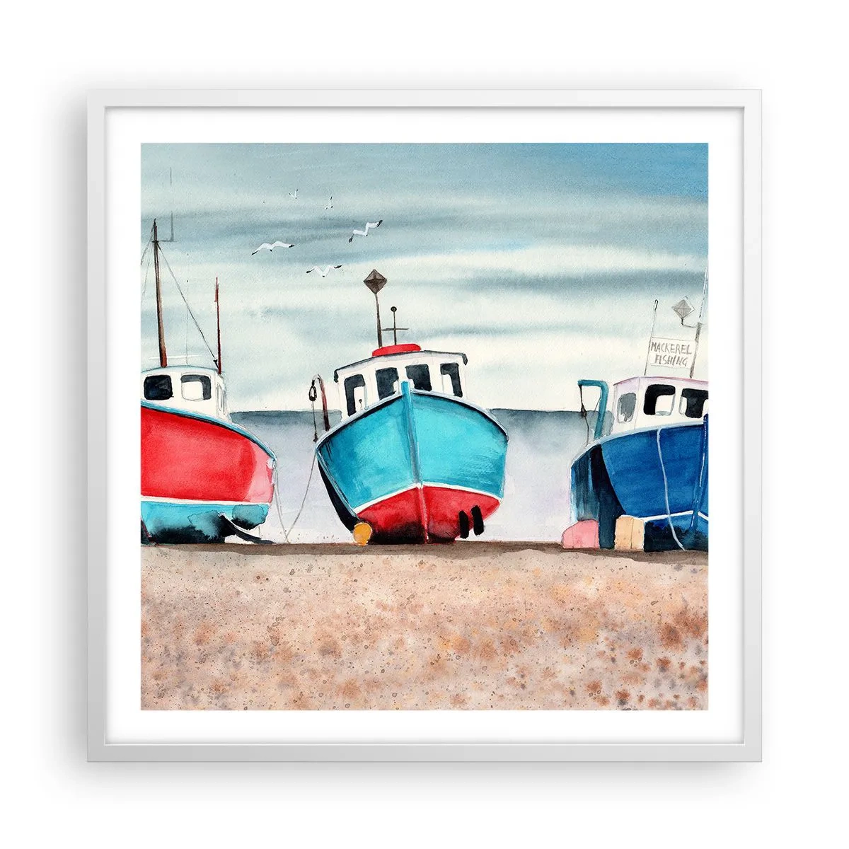 Poster in white frmae - Ready for Fishing - 60x60 cm