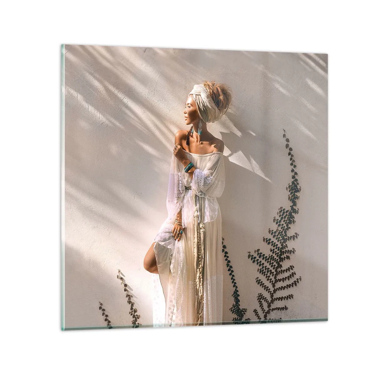 Glass picture - Sun and Girl - 60x60 cm