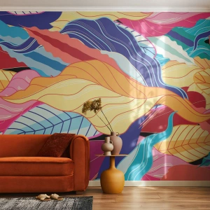 Self-Adhesive Photo Wallpaper Deluxe Sticker - Queen of Mess - Abstraction, Colorful leaves, Piece - 400x280 cm
