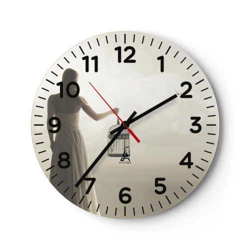 Wall clock - Clock on glass - Be Free - 40x40 cm