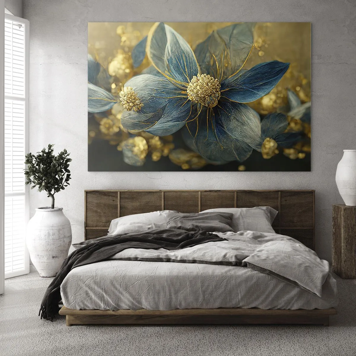 Glass picture - Blossoming in Gold - 120x80 cm