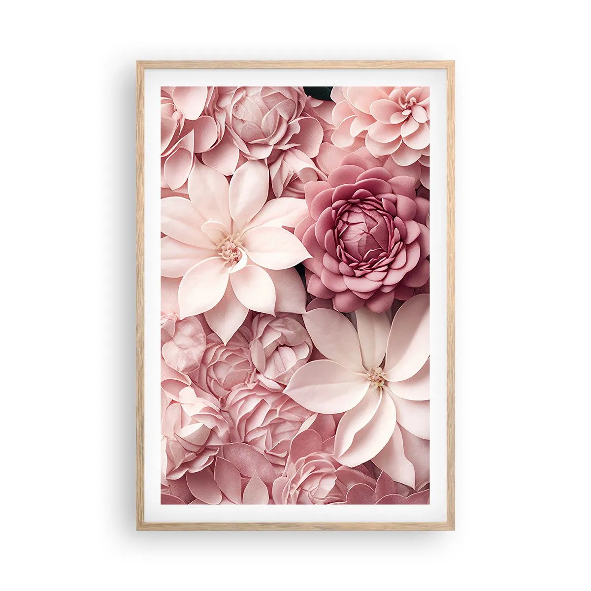Poster in light oak frame - In Pink Petals - 61x91 cm