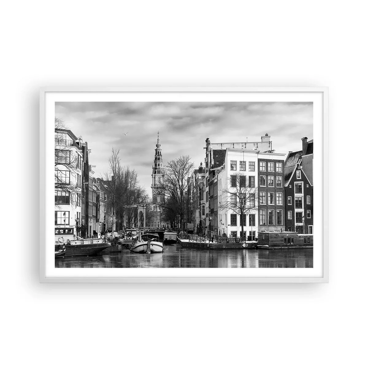 Poster in white frmae - Amsterdam Atmosphere - 91x61 cm