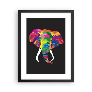 Poster in black frame - Elephant That Enjoyed Rainbow Bath - 30x40 cm