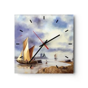Wall clock - Clock on glass - Return of Sailors - 30x30 cm