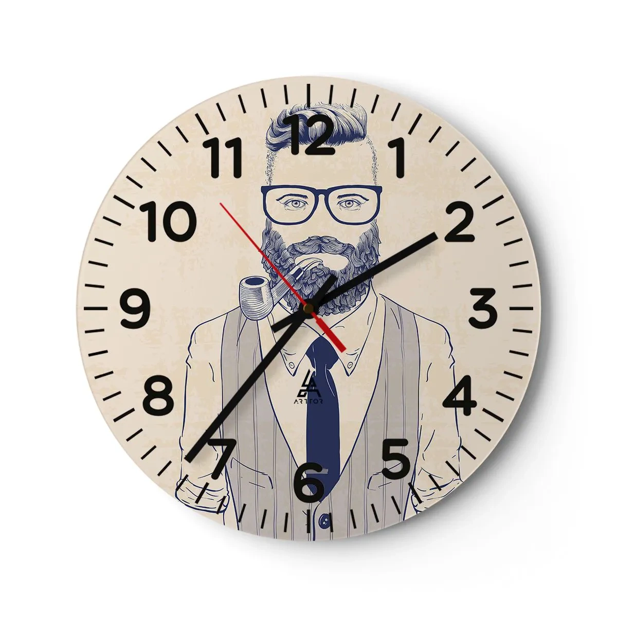Wall clock - Clock on glass - Cheerful, Manly and Fashionable - 40x40 cm