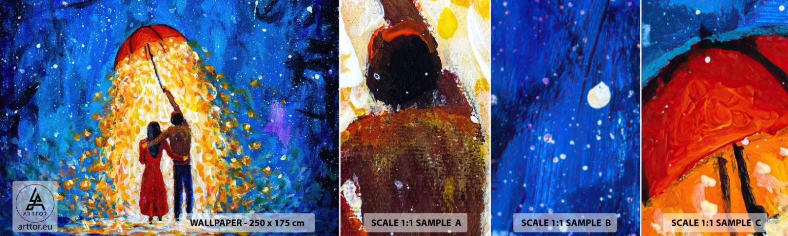 Photo Wallpaper Sample Standard Eco - Magic of a Rainy Evening? - Romantic, Couple, Love - 100x30 cm