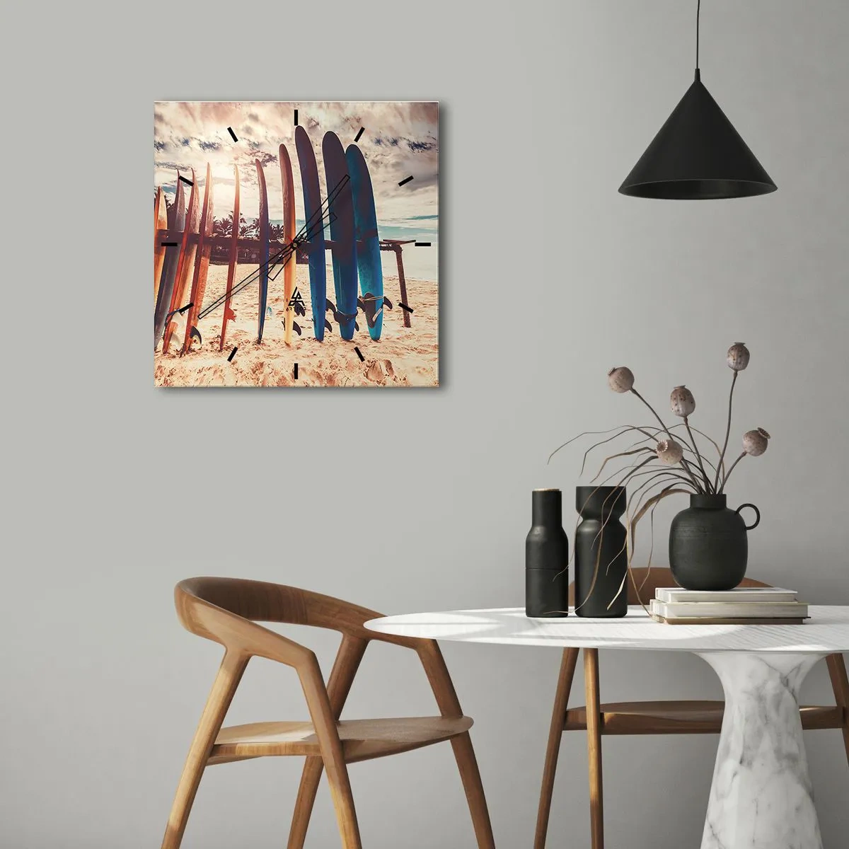 Wall clock - Clock on glass - Goodnight, See You Tomorrow - 40x40 cm