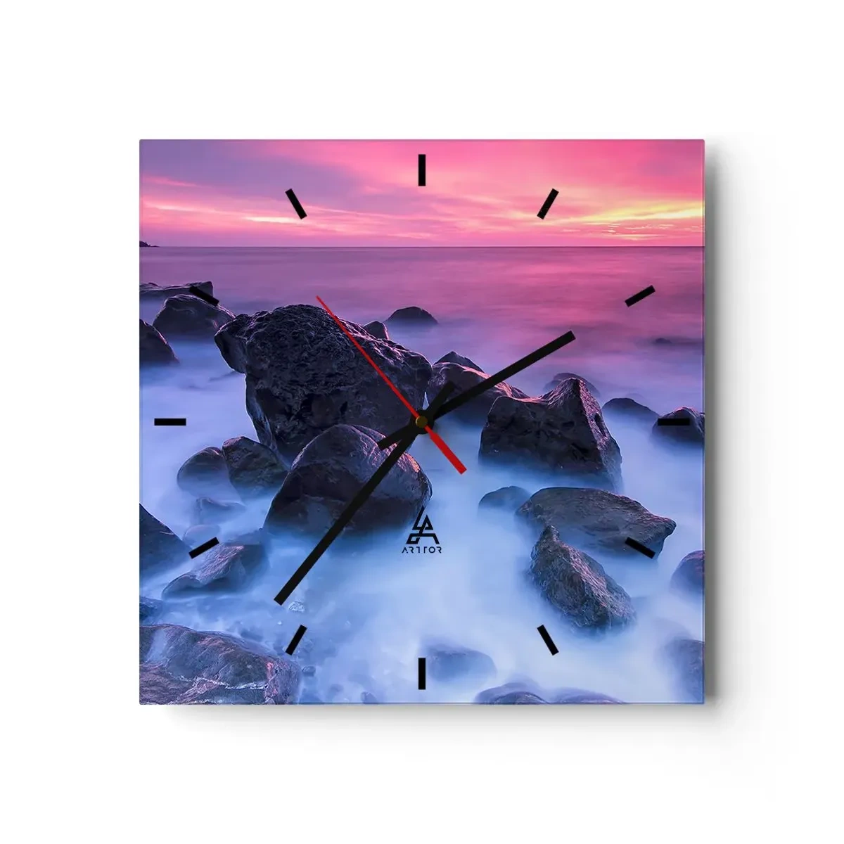 Wall clock - Clock on glass - Born in Light and Mist - 40x40 cm
