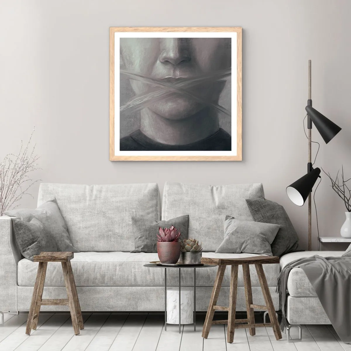 Poster in light oak frame - Not a Word - 50x50 cm