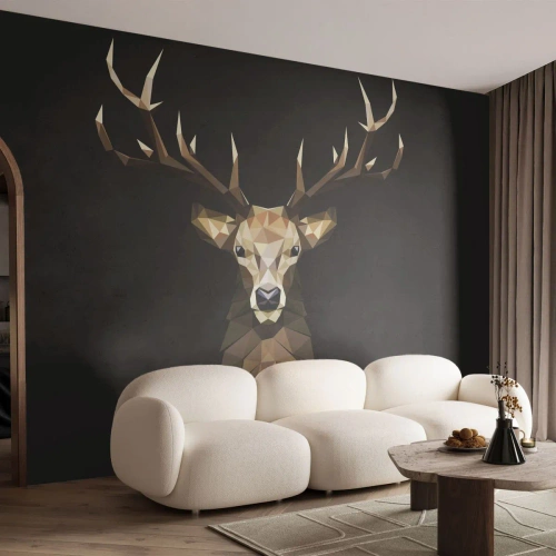 Photo Wallpaper Premium Canvas - Cubist Deer - Animals, Deer, Graphics - 350x256 cm