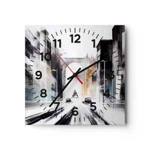 Wall clock - Clock on glass - Study of a City: Architecture and Movement - 40x40 cm