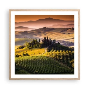 Poster in light oak frame - Arcadia - Tuscan Landscape - 60x60 cm