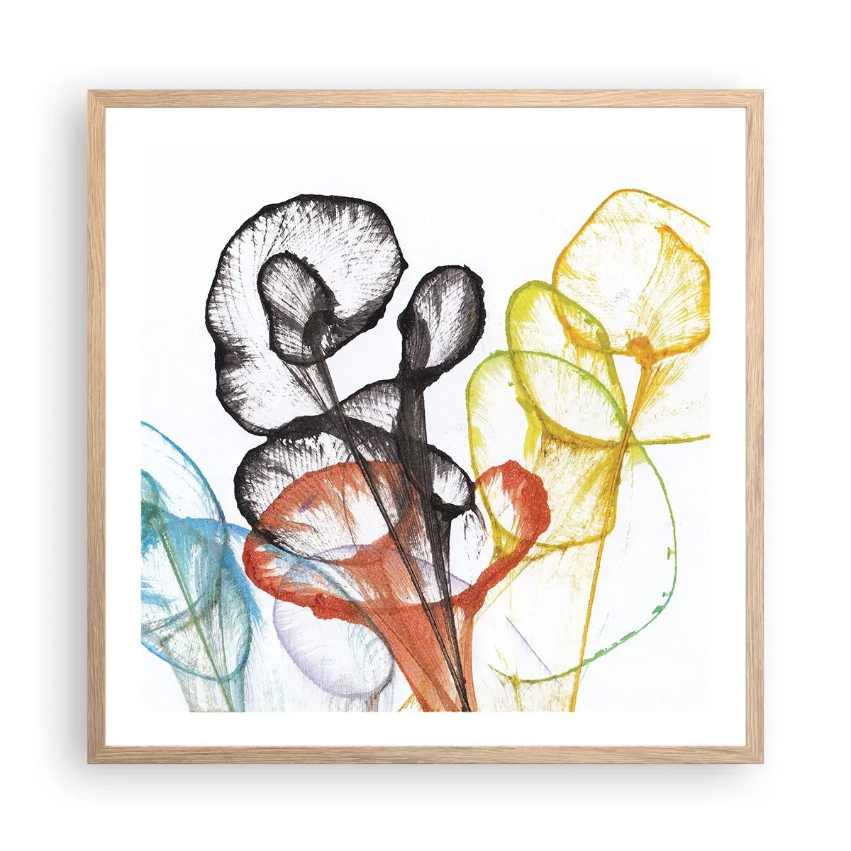Poster in light oak frame - Flowers with a Soul - 60x60 cm