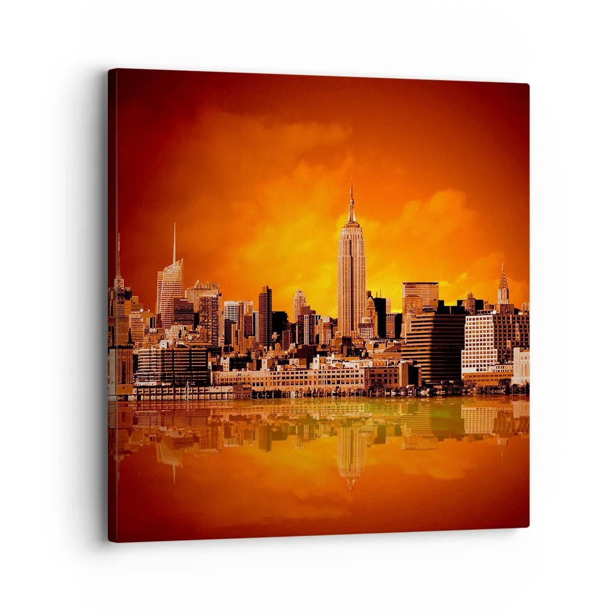 Canvas picture - Big City Panorama in Brown and Yellow - 30x30 cm