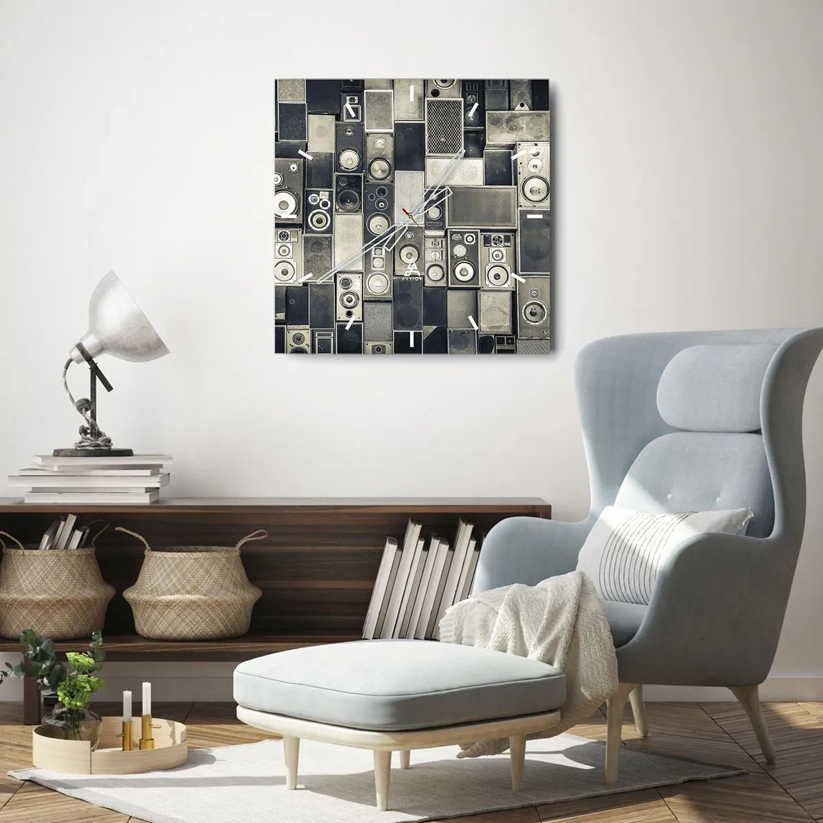Wall clock - Clock on glass - And Music Is Playing - 40x40 cm