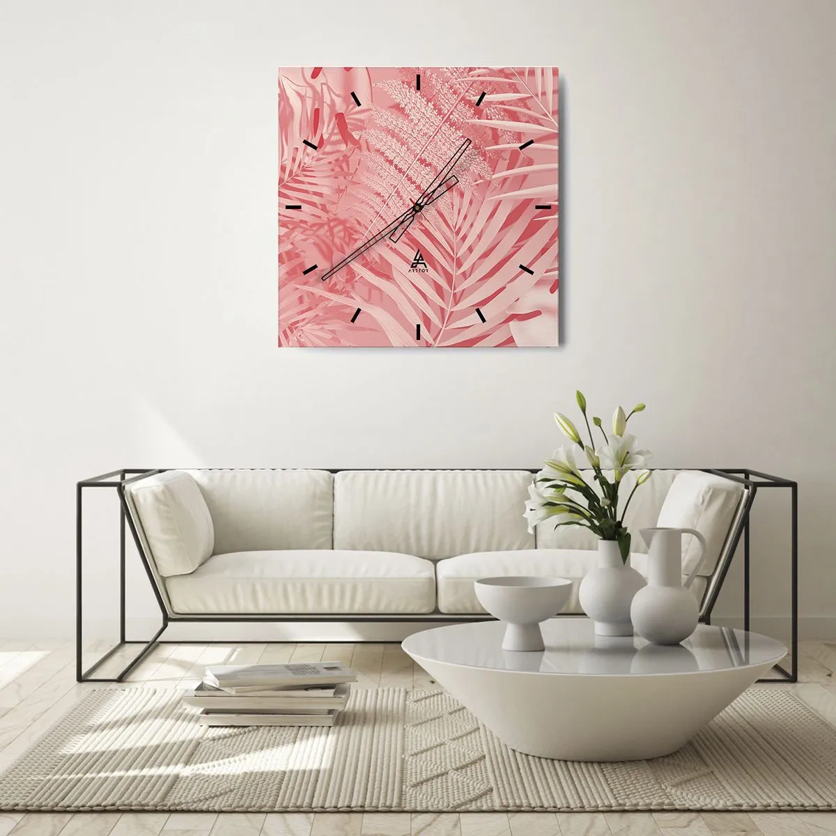 Wall clock - Clock on glass - Pink Concept - 40x40 cm