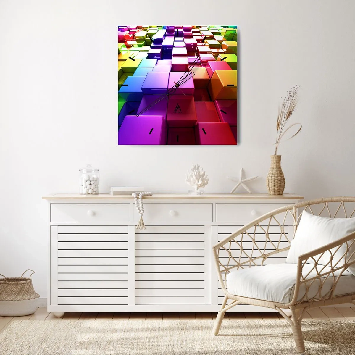 Wall clock - Clock on glass - Optical Harmony - 40x40 cm