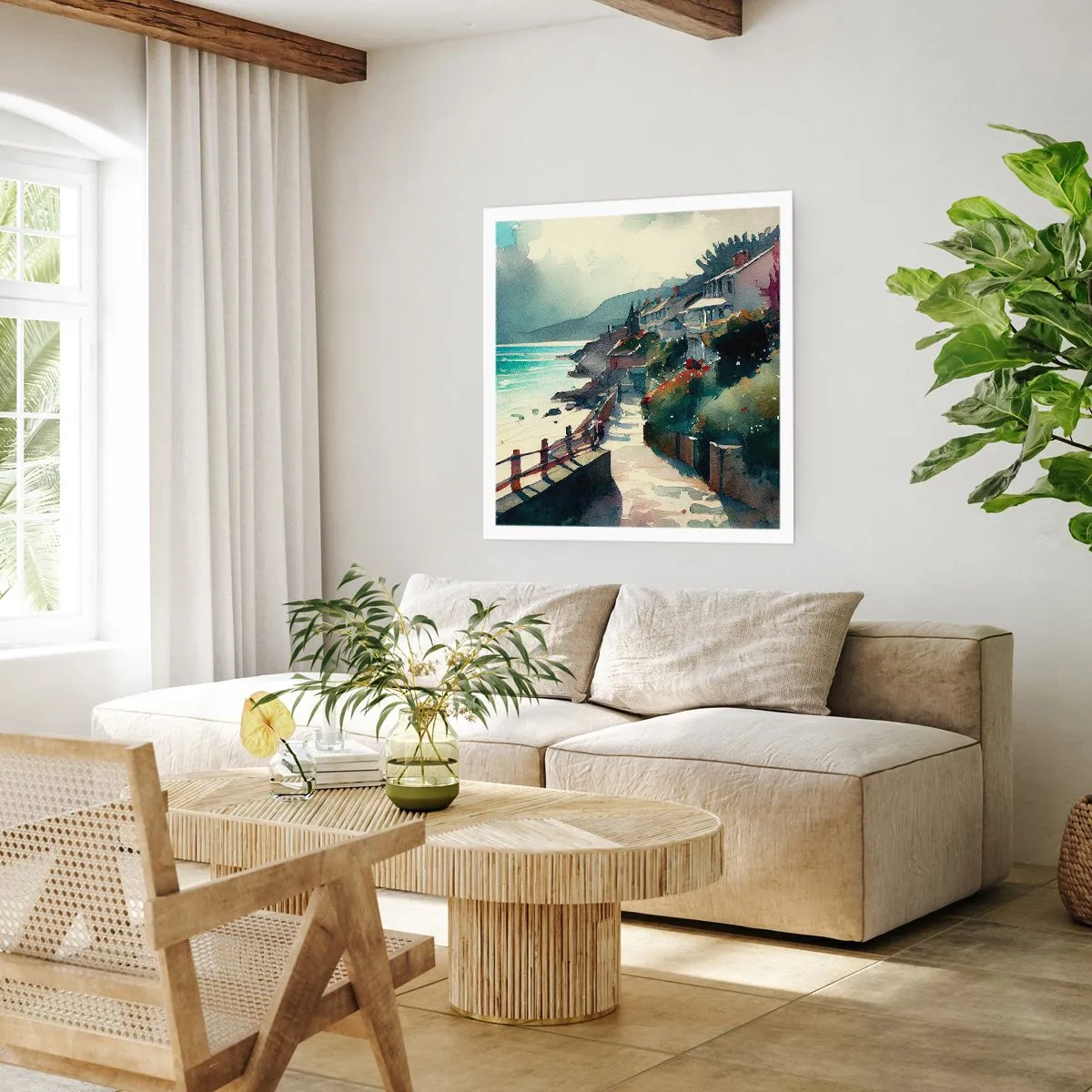 Poster - Mediterranean Town - 40x40 cm