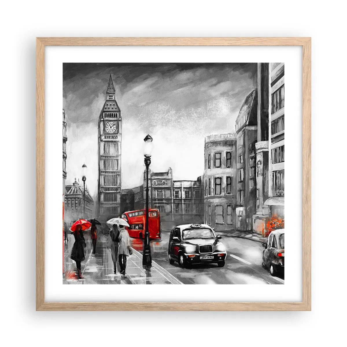 Poster in light oak frame - Not Such a Grey City - 50x50 cm